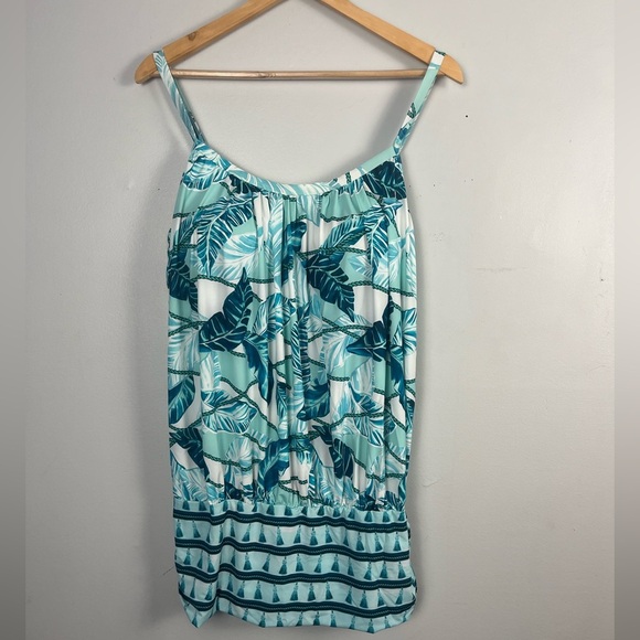 New swimsuits for all blue feather printed Tankini top size 18 - Picture 1 of 5